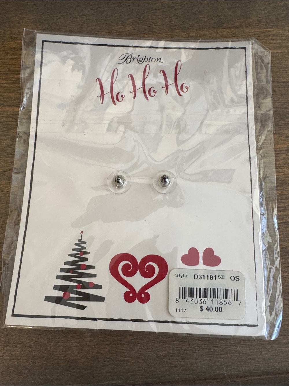 Brighton Silver and Red Snowman Accent Stud Earrings - Picture 3 of 3